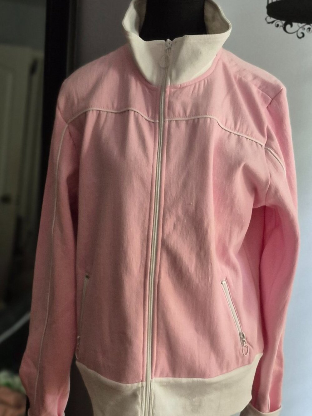 NWOT Cityscape Pastel Pink Full-Zip Fleece-Lined Sweatshirt Jacket (XL)